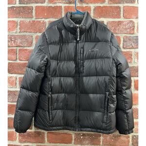 Eddie Bauer Men’s XL Premium Goose Down Puffer Jacket Quilted Black Warm